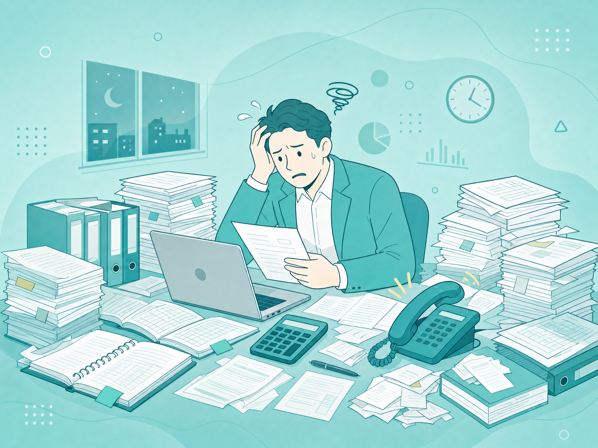 一人で経理に追われる社長